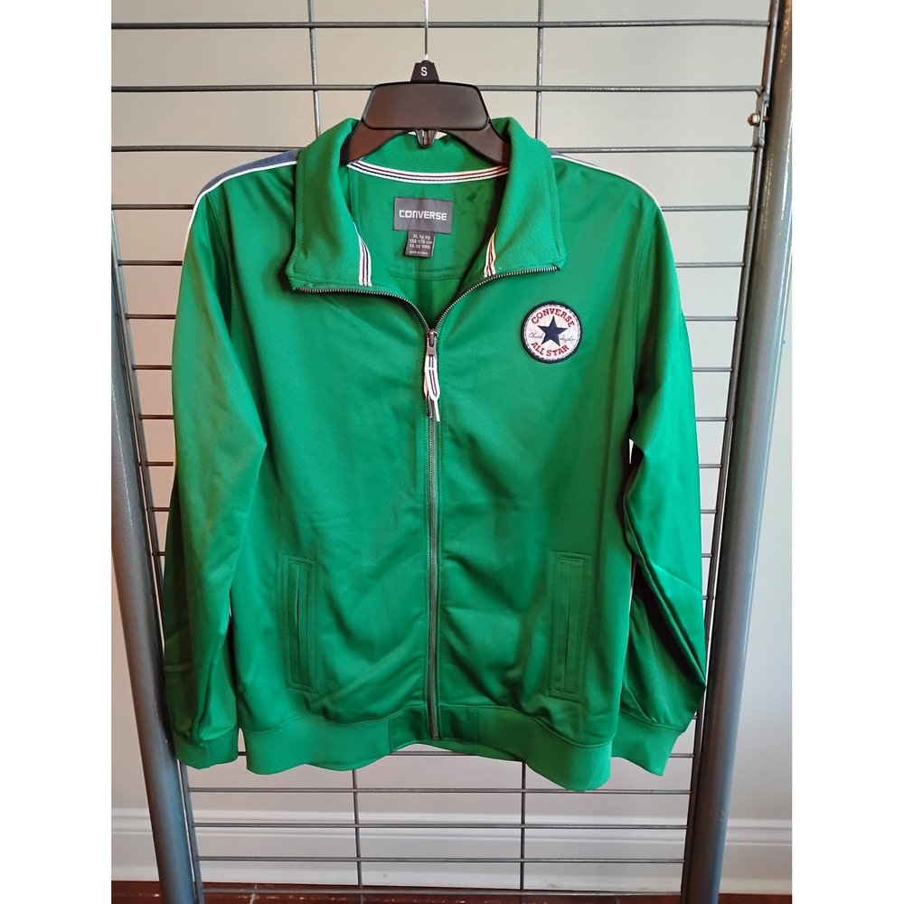 Converse All Star Track Jacket Green Blue Stripe XL Boys 13-15 Years Full Zip